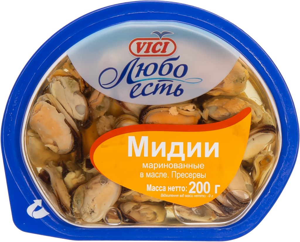 Vici мидии маринованные в масле 200г